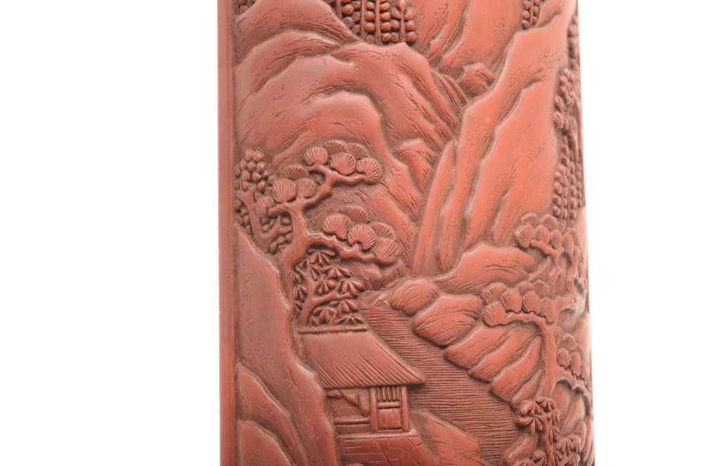 Fine Chinese Qianlong Period Lacquer Tray With Antique Wrist Rest