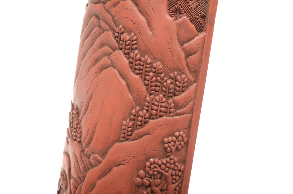 Fine Chinese Qianlong Period Lacquer Tray With Antique Wrist Rest