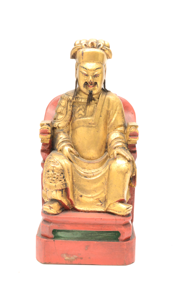 Antique Chinese Teak Shrine with Carved Figures