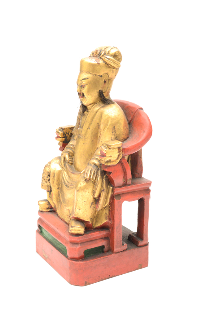 Antique Chinese Teak Shrine with Carved Figures