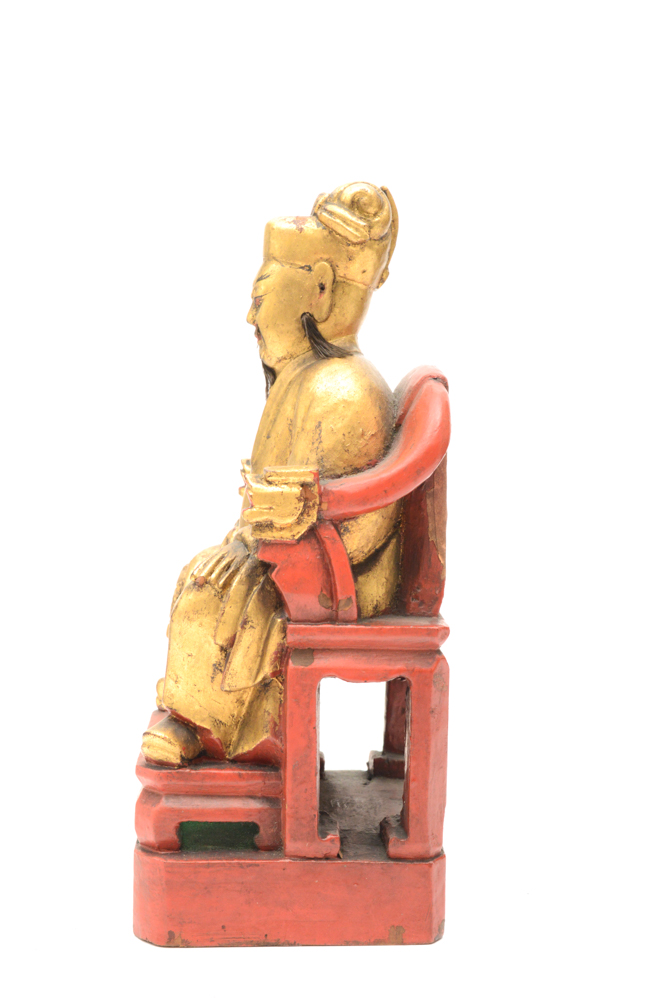 Antique Chinese Teak Shrine with Carved Figures