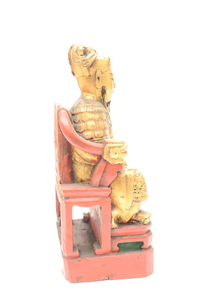 Antique Chinese Teak Shrine with Carved Figures