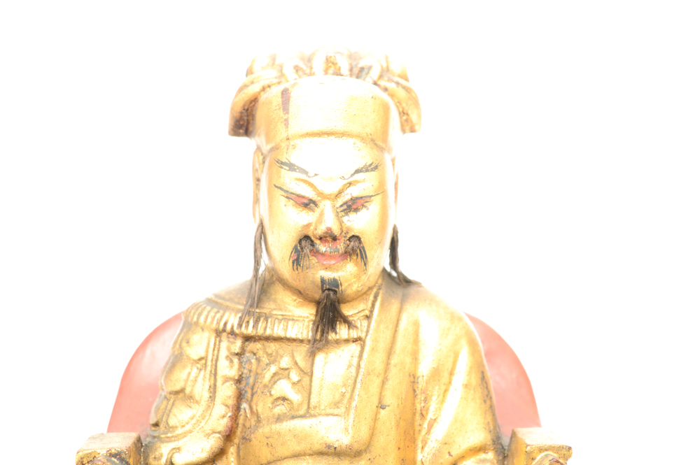 Antique Chinese Teak Shrine with Carved Figures