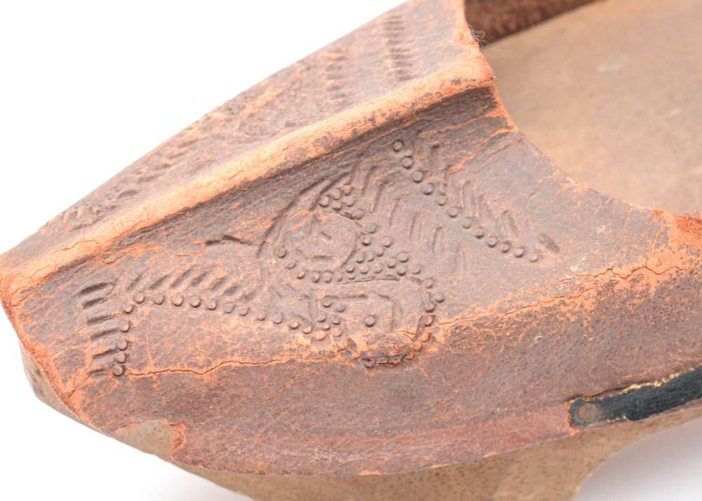 Antique Hand Carved Wood and Leather Shoes