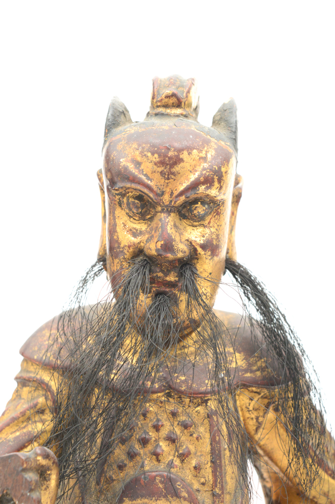 Antique Chinese Teak Shrine with Carved Figures