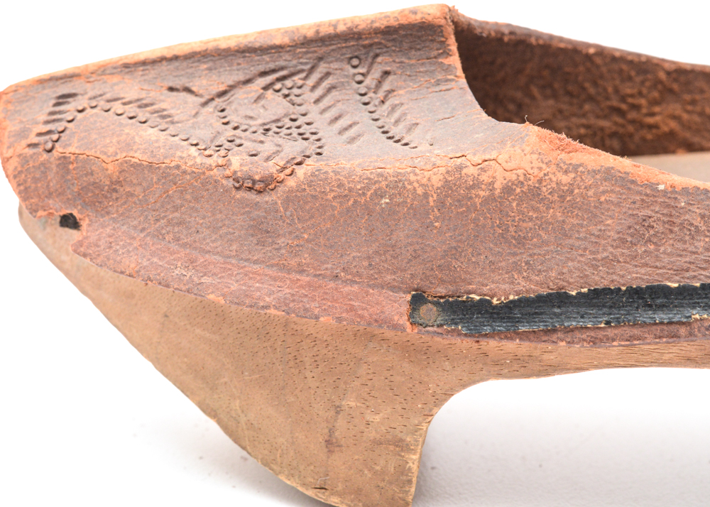 Antique Hand Carved Wood and Leather Shoes