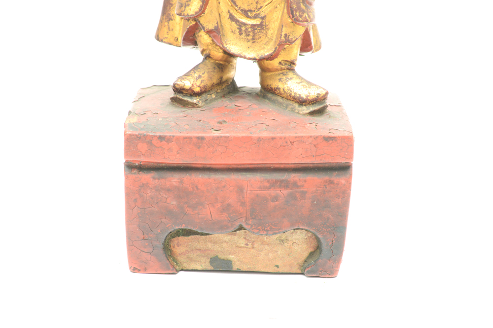 Antique Chinese Teak Shrine with Carved Figures
