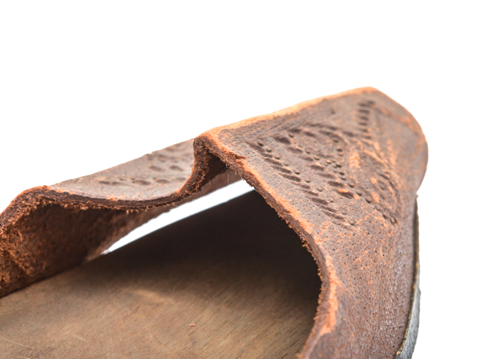 Antique Hand Carved Wood and Leather Shoes