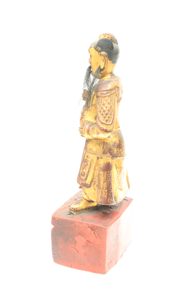 Antique Chinese Teak Shrine with Carved Figures