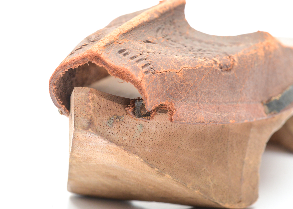 Antique Hand Carved Wood and Leather Shoes