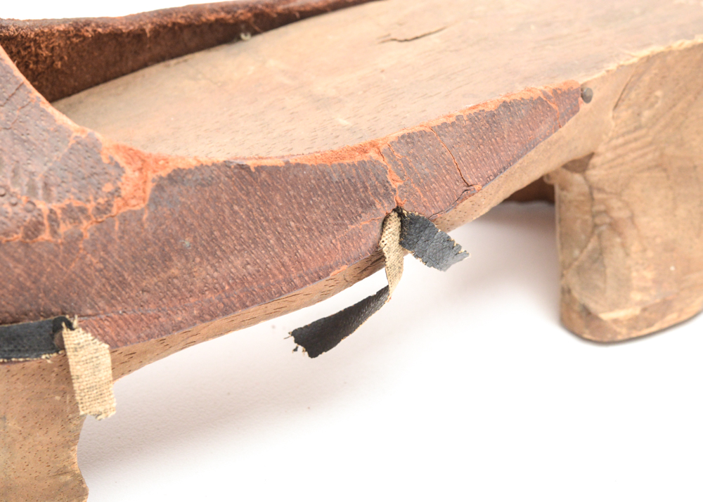 Antique Hand Carved Wood and Leather Shoes