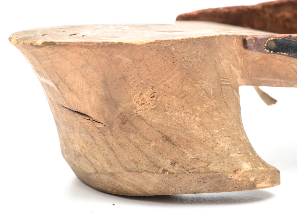 Antique Hand Carved Wood and Leather Shoes
