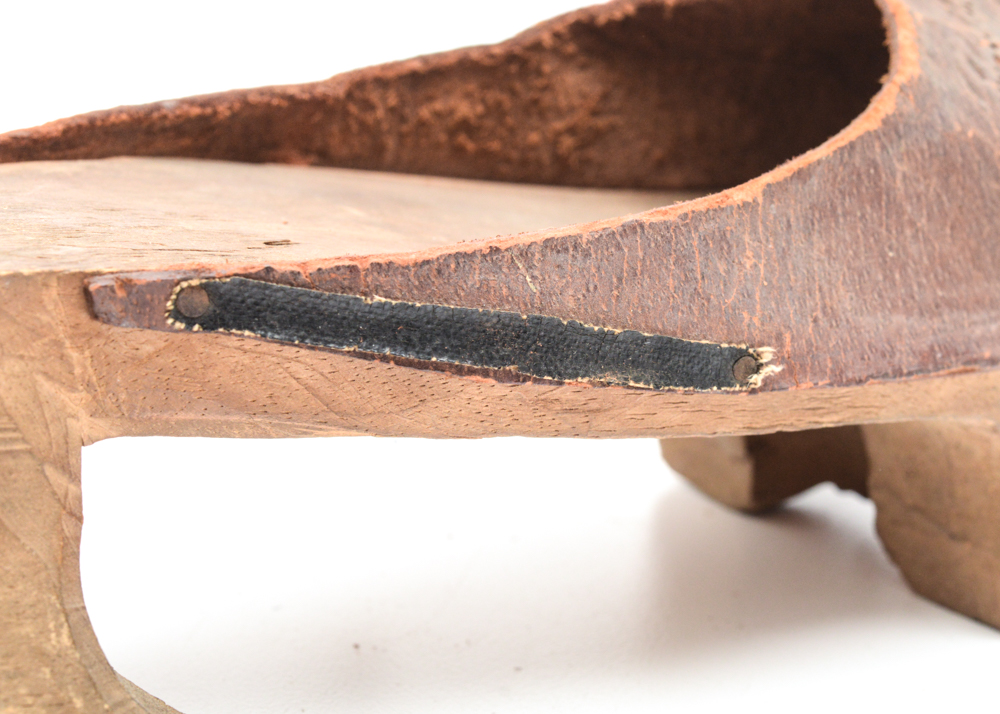 Antique Hand Carved Wood and Leather Shoes