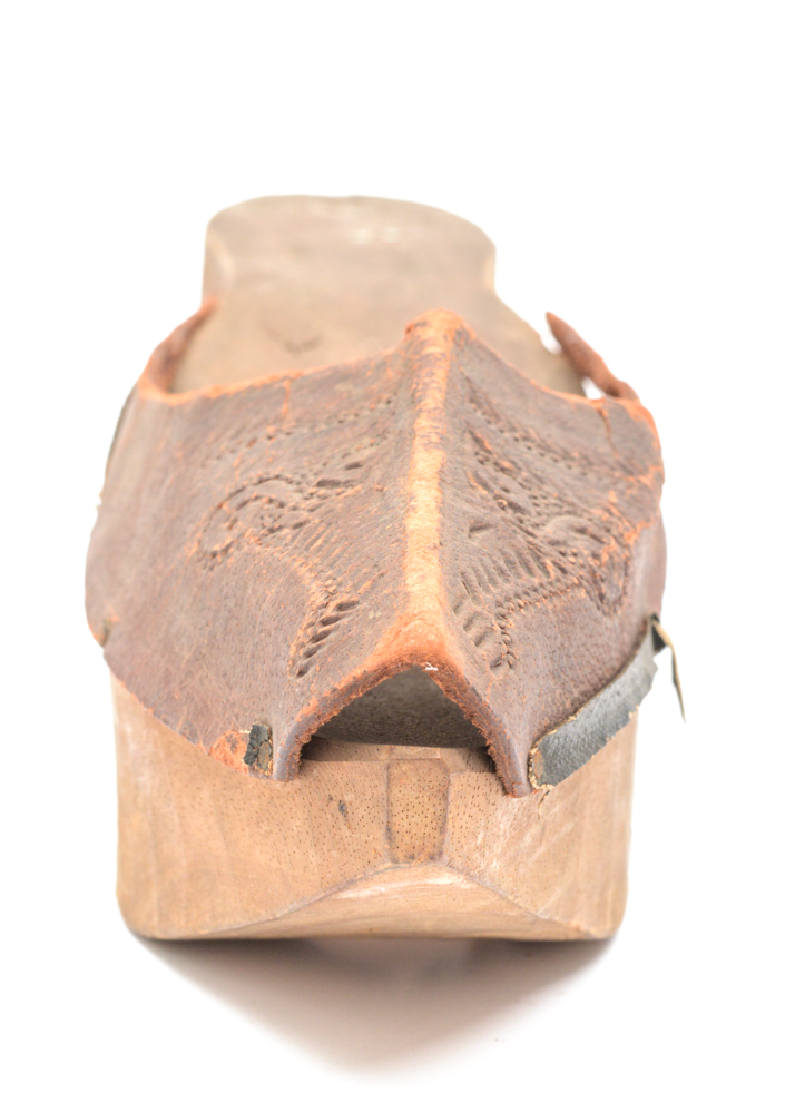 Antique Hand Carved Wood and Leather Shoes