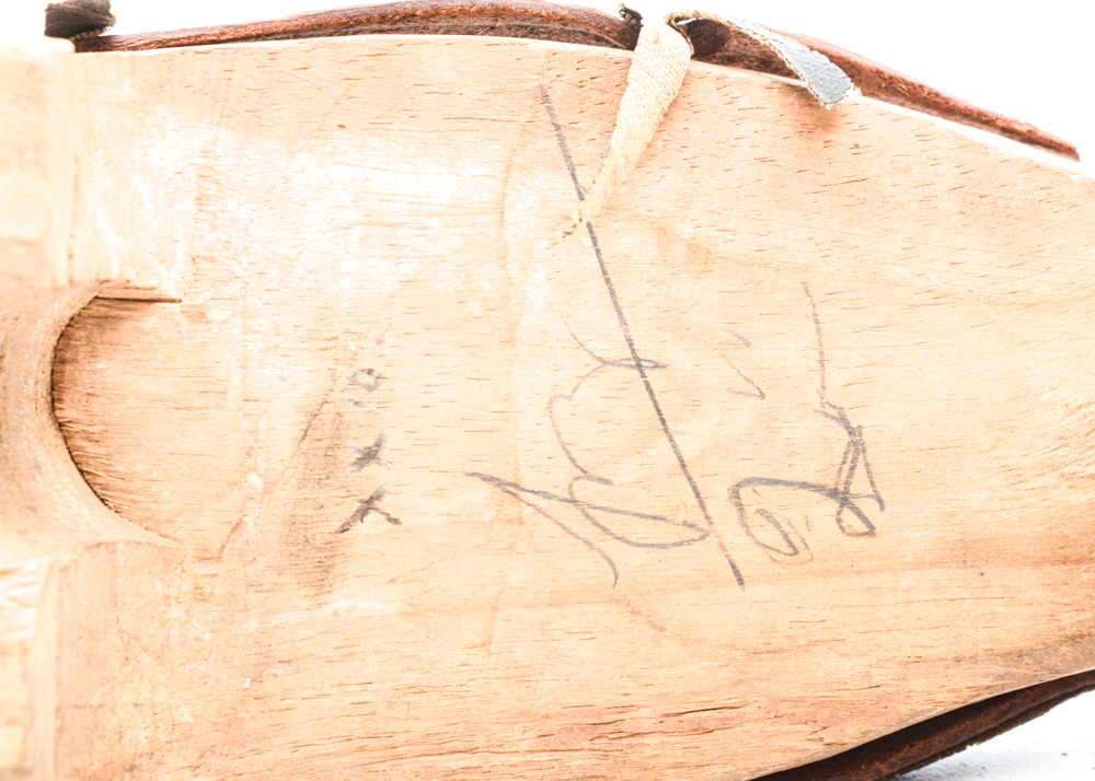 Antique Hand Carved Wood and Leather Shoes