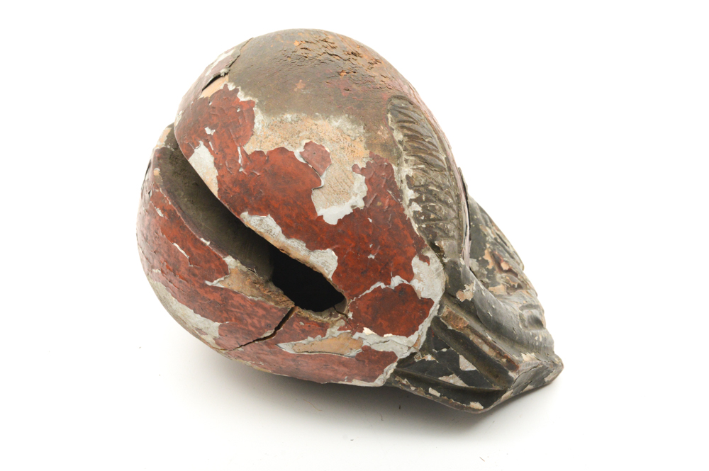 Antique East Asian Lacquered Wooden Fish Drum