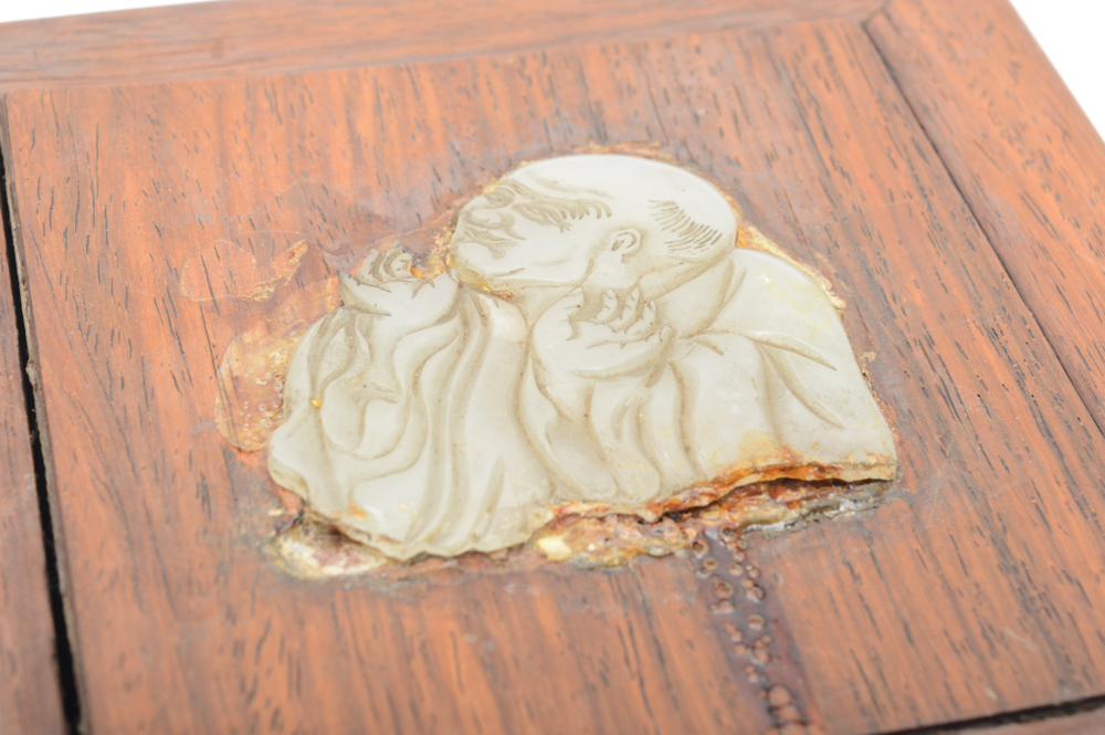 Antique Chinese Wood and Jade Inlay Box