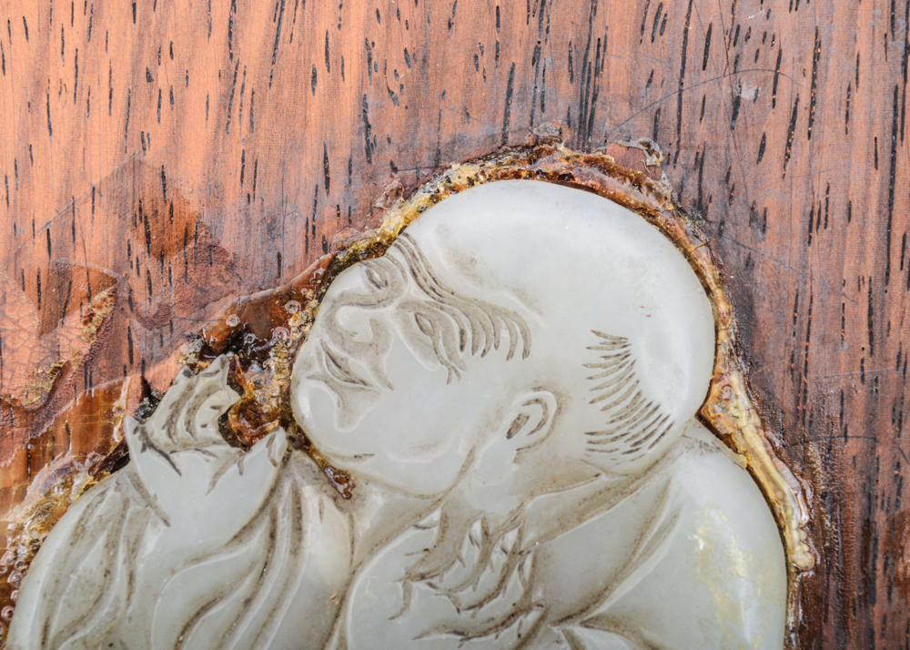 Antique Chinese Wood and Jade Inlay Box