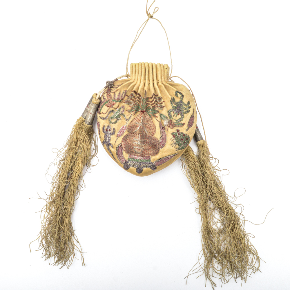 Antique Chinese Embroidered Silk Purse