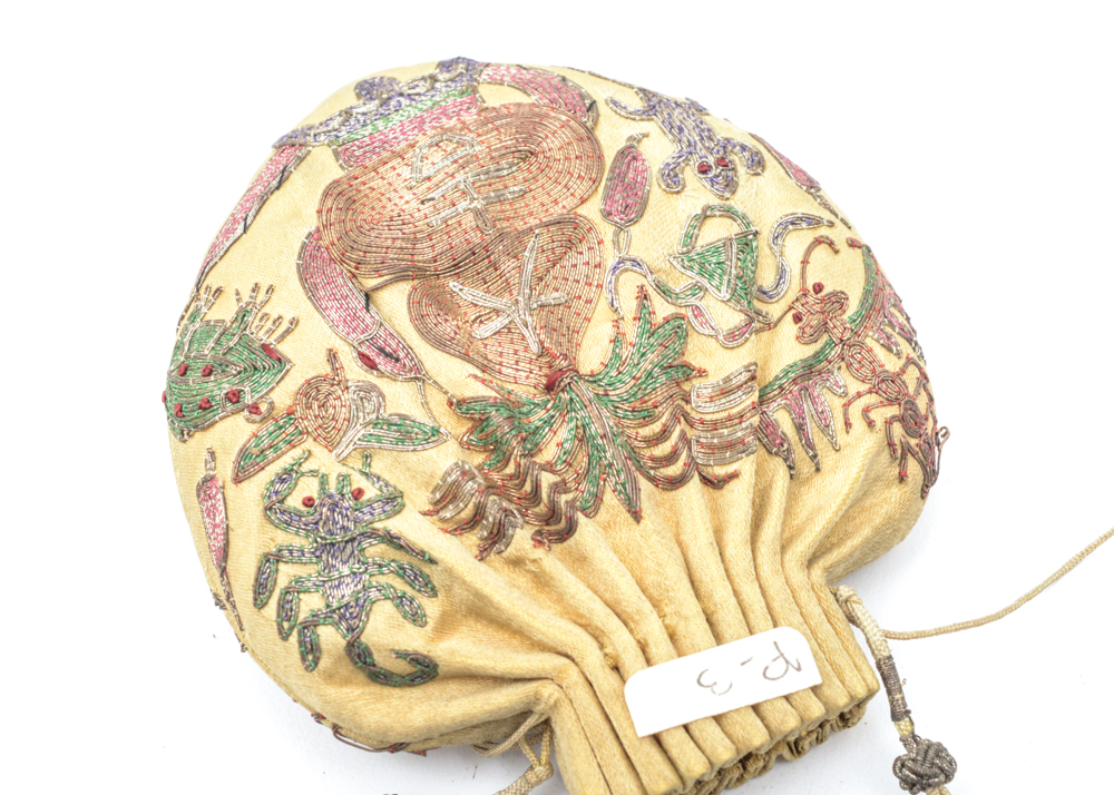Antique Chinese Embroidered Silk Purse