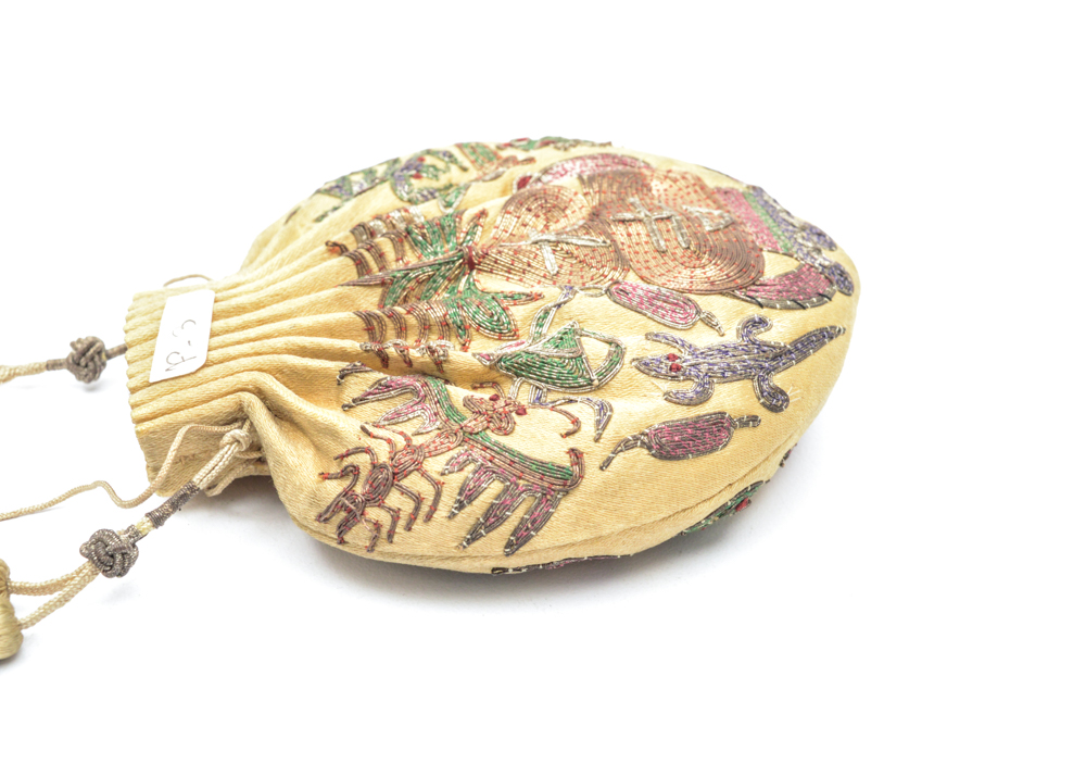 Antique Chinese Embroidered Silk Purse