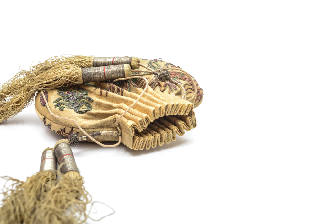 Antique Chinese Embroidered Silk Purse