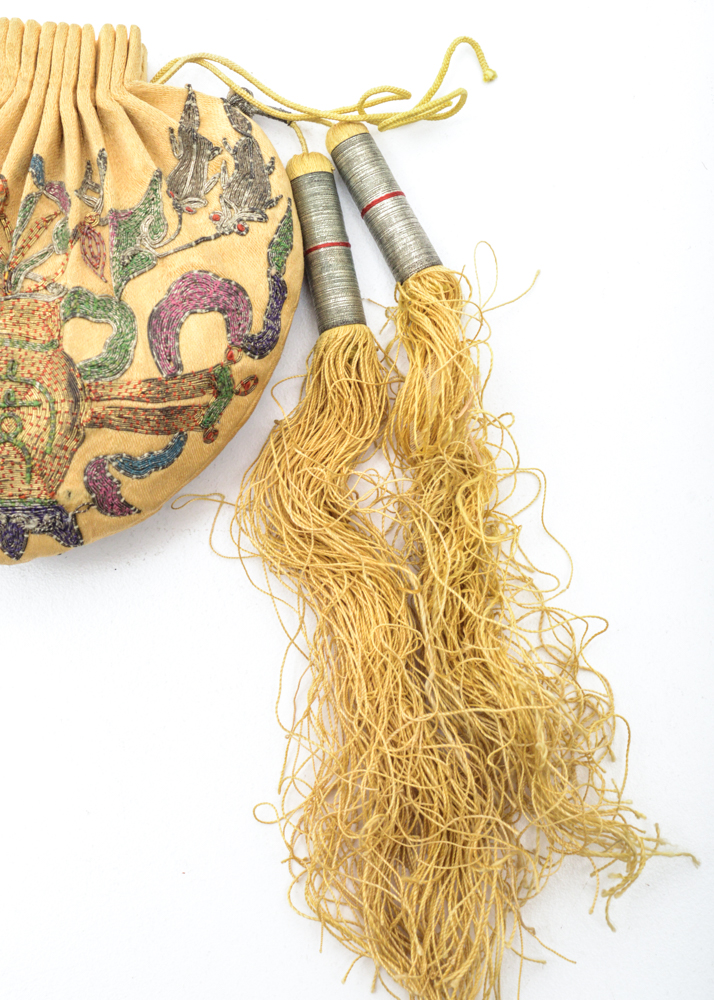 Antique Chinese Embroidered Silk Purse