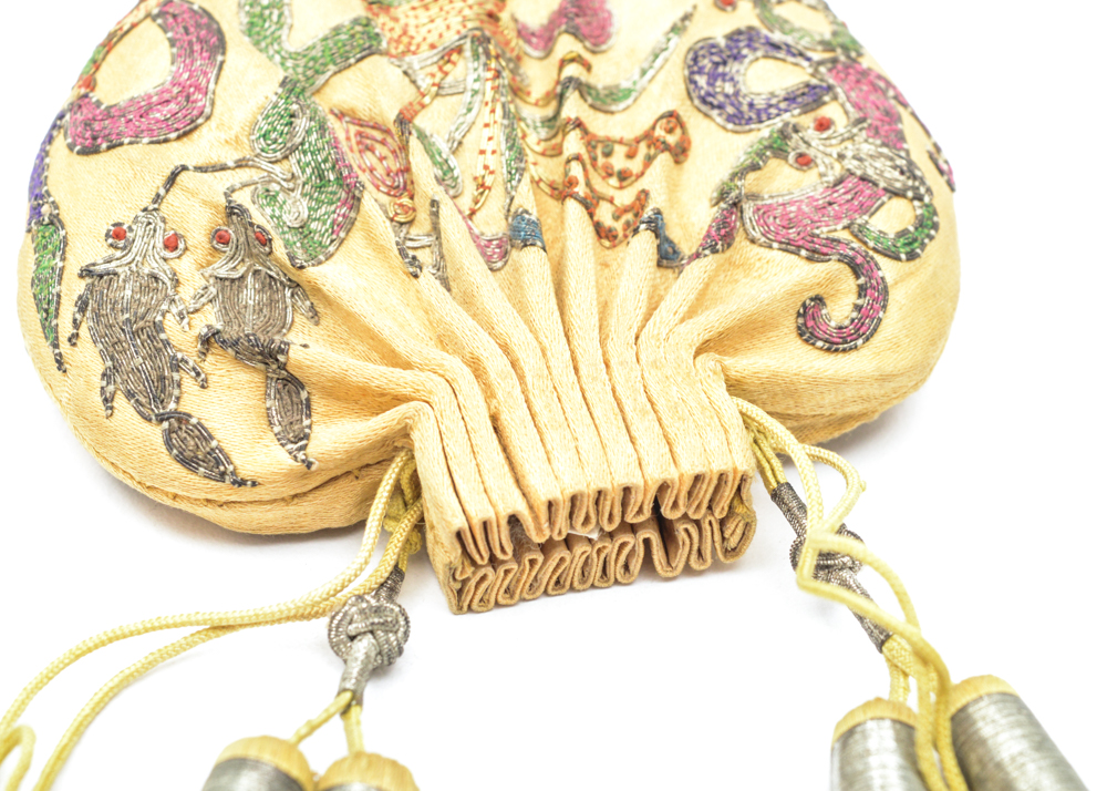 Antique Chinese Embroidered Silk Purse