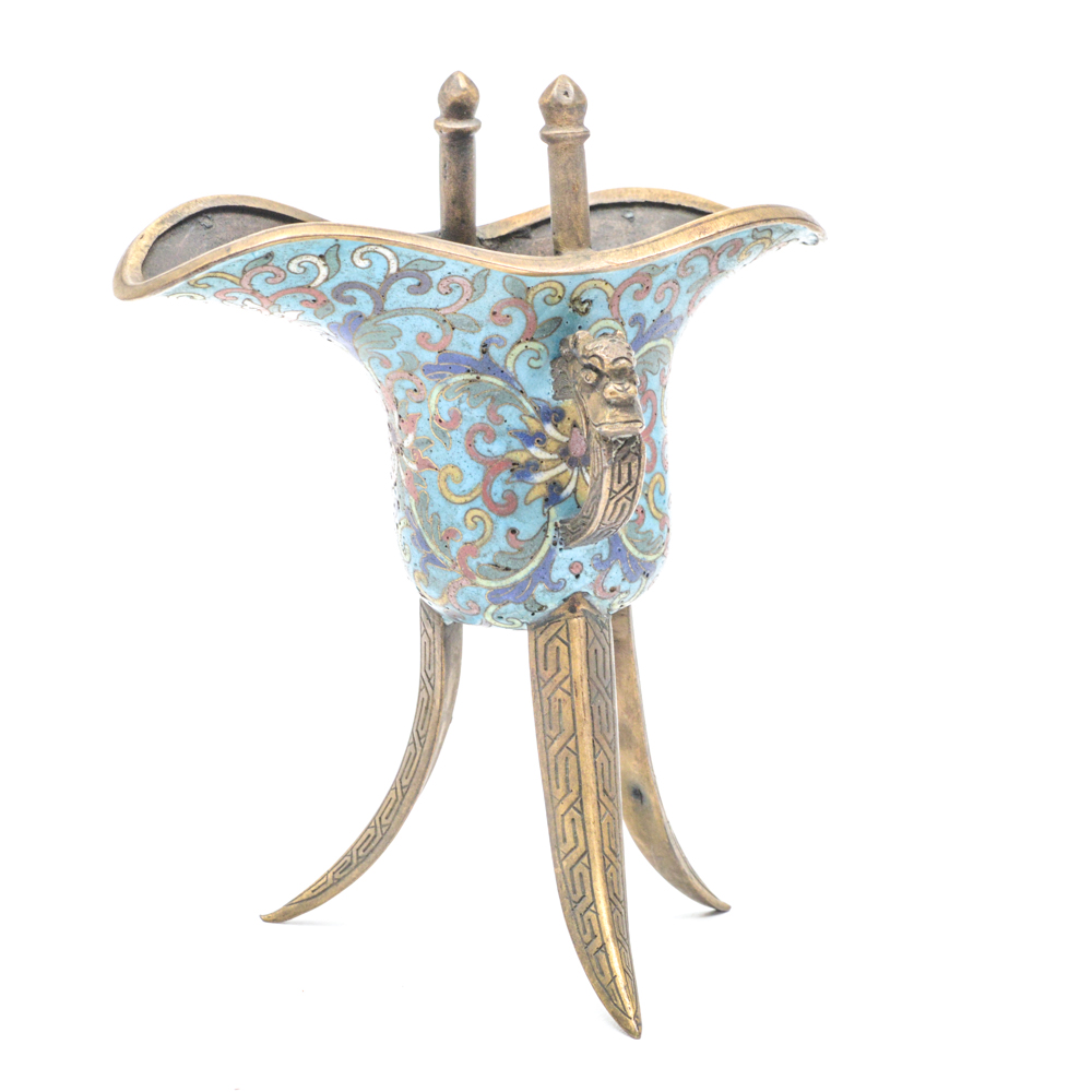 Chinese Qianlong Period Cloisonné Jue Vessel