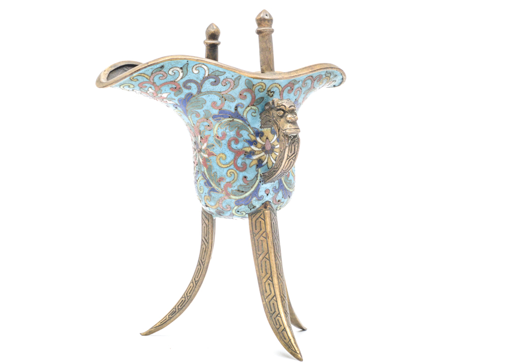 Chinese Qianlong Period Cloisonné Jue Vessel