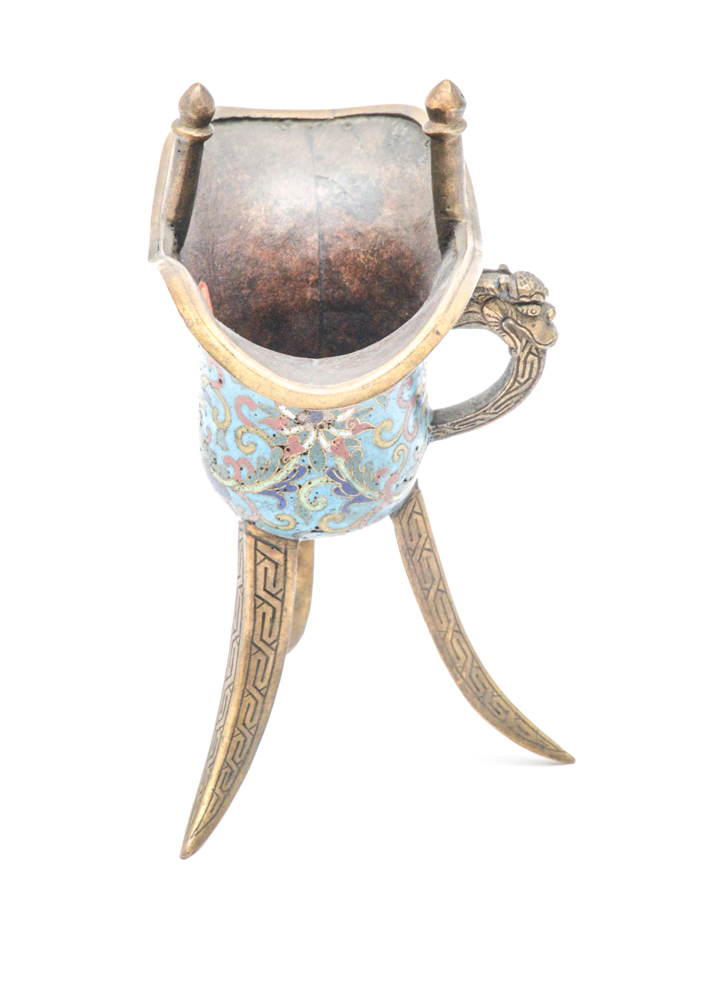 Chinese Qianlong Period Cloisonné Jue Vessel