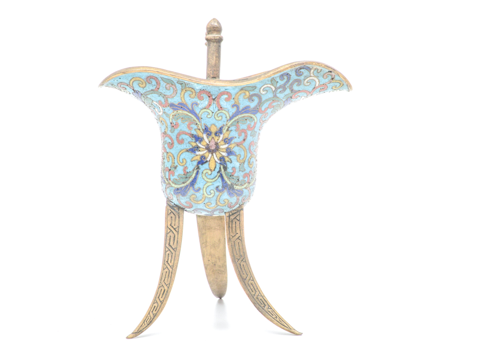 Chinese Qianlong Period Cloisonné Jue Vessel