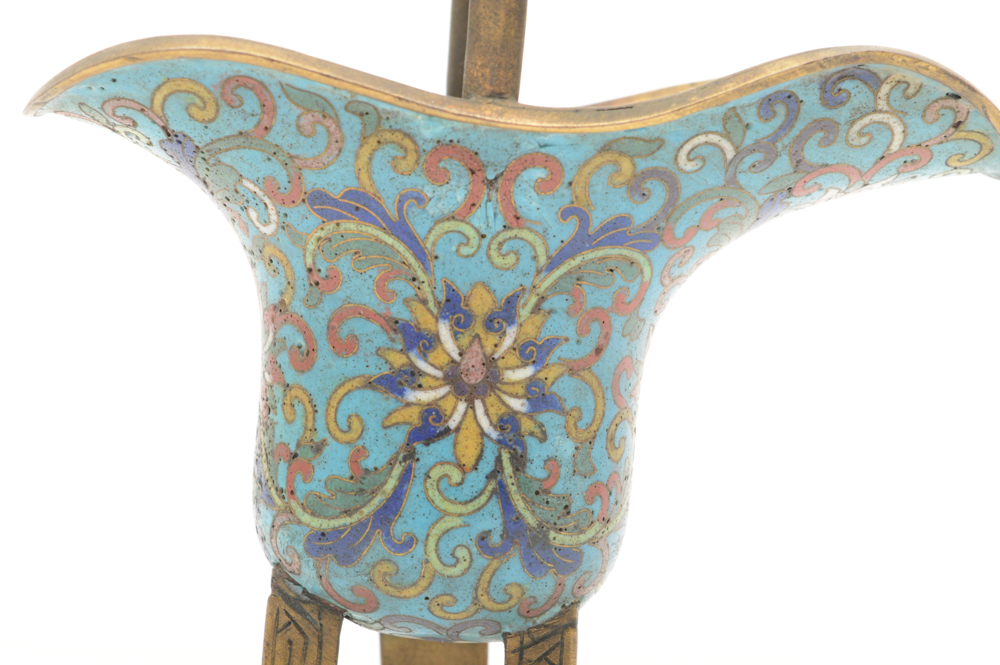 Chinese Qianlong Period Cloisonné Jue Vessel