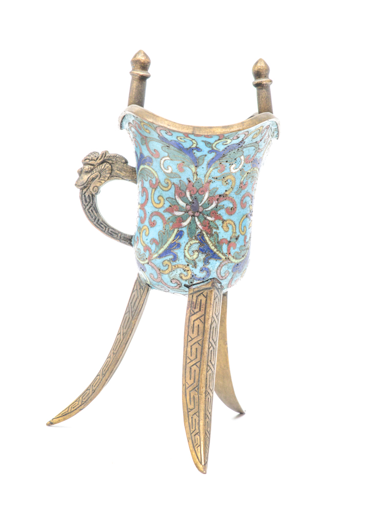 Chinese Qianlong Period Cloisonné Jue Vessel