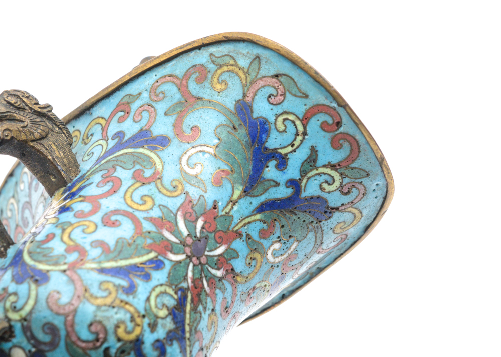 Chinese Qianlong Period Cloisonné Jue Vessel