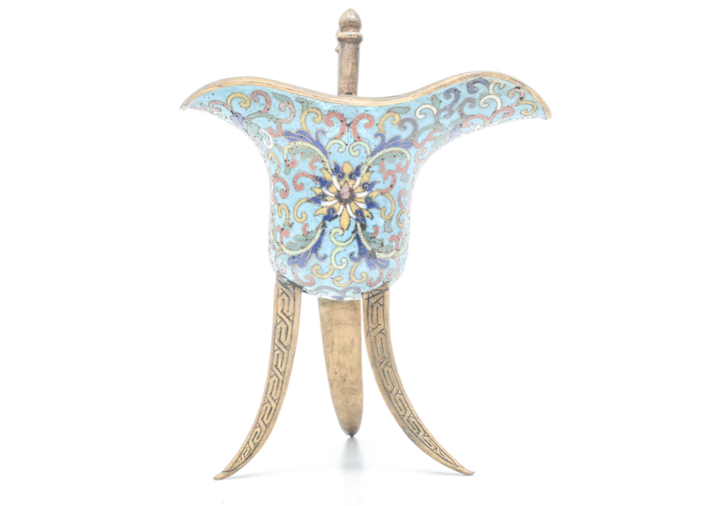 Chinese Qianlong Period Cloisonné Jue Vessel