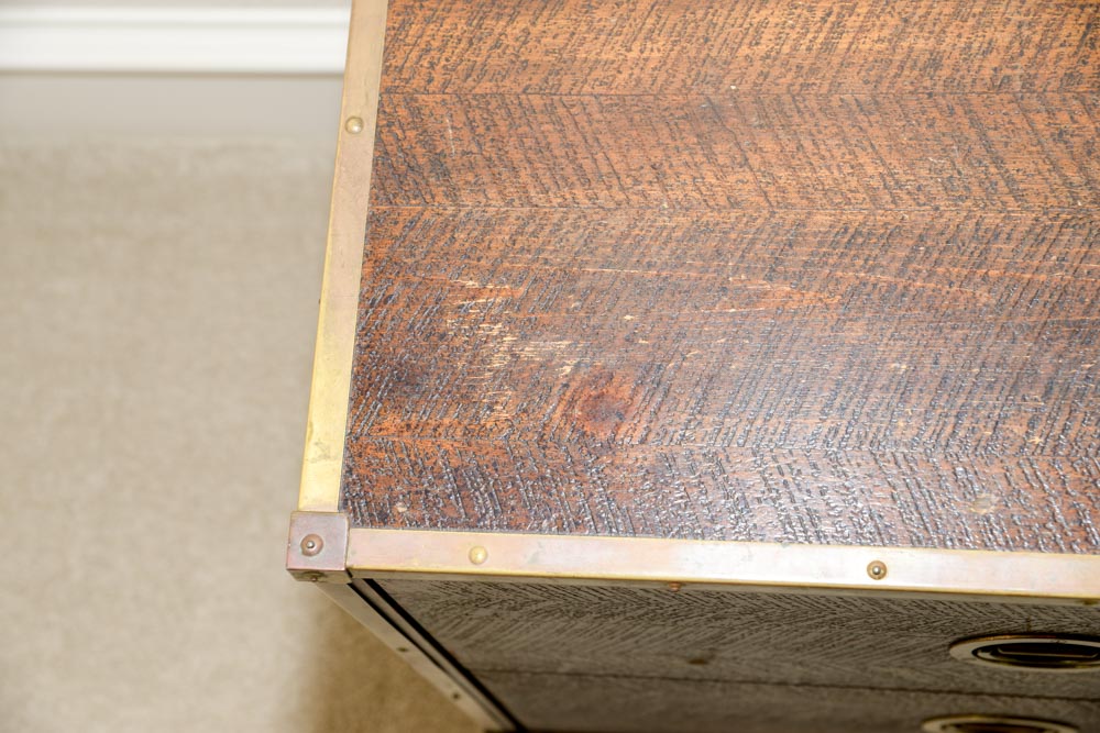 Campaign Style Side Table With Two Drawers