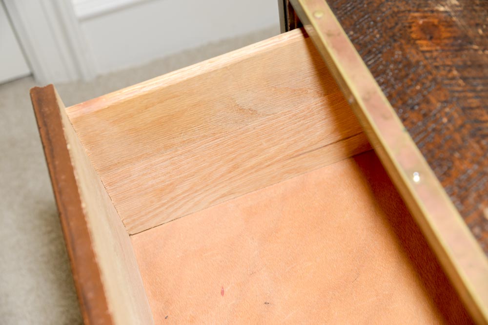 Campaign Style Side Table With Two Drawers