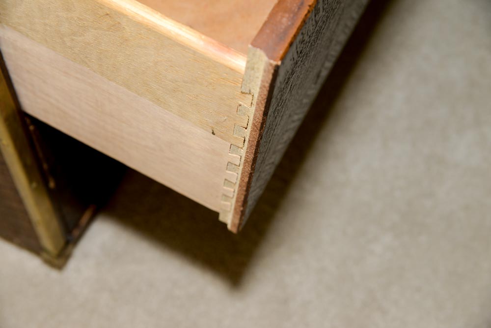 Campaign Style Side Table With Two Drawers