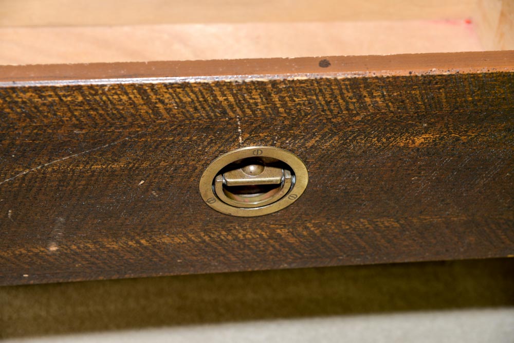 Campaign Style Side Table With Two Drawers