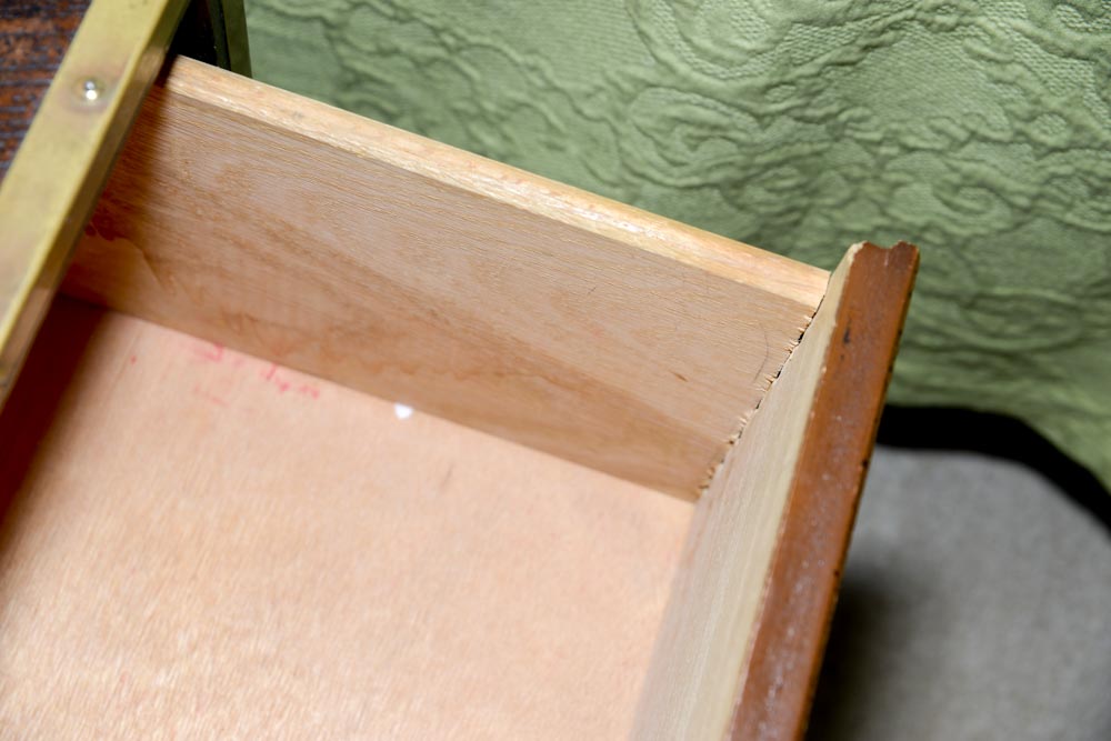 Campaign Style Side Table With Two Drawers