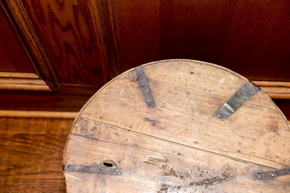 Vintage Stoneware Farmhouse Crock With Wooden Lid