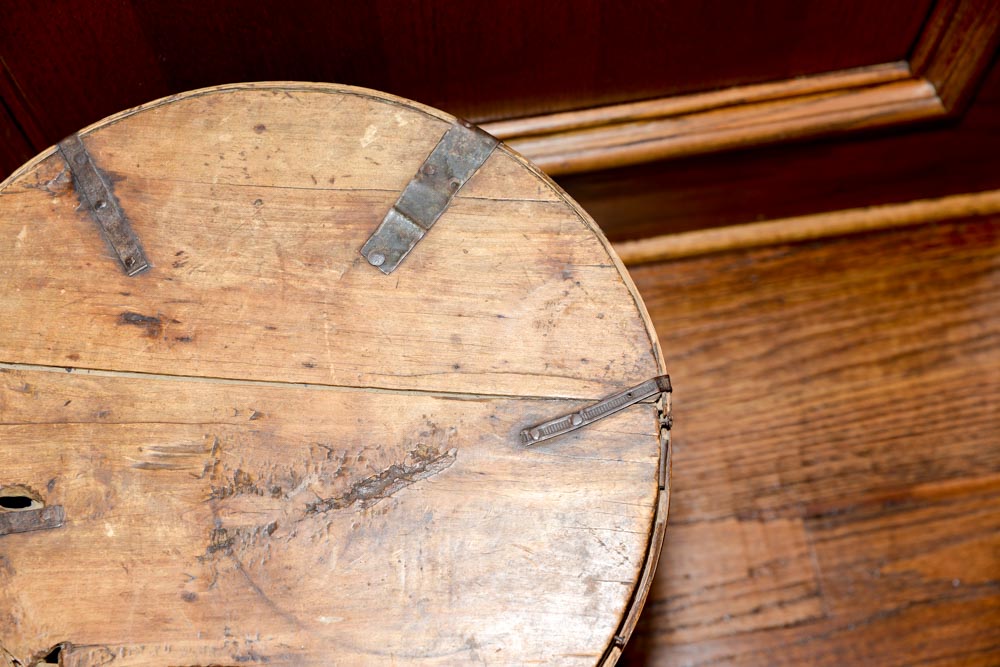 Vintage Stoneware Farmhouse Crock With Wooden Lid