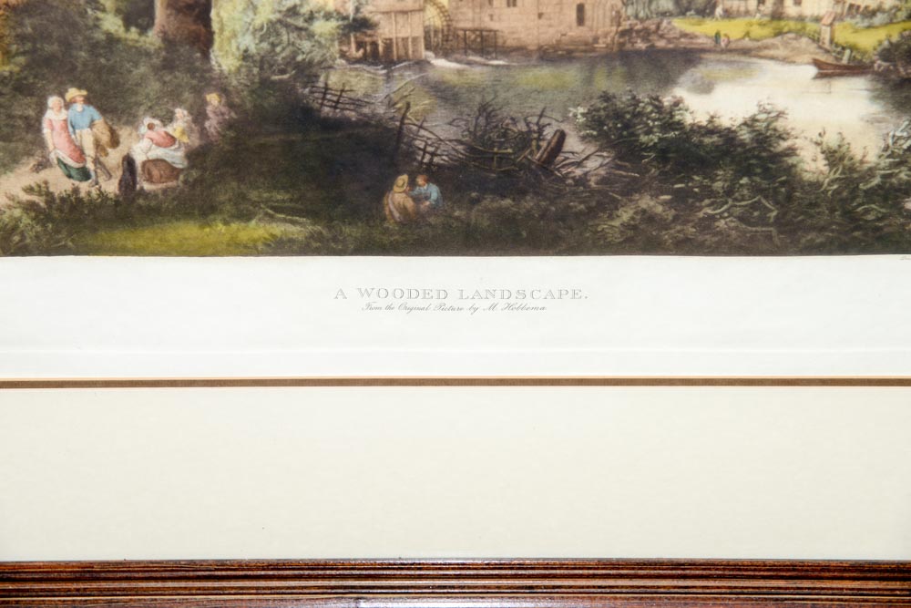 Aquatint Reproduction of "A Wooded Landscape" by M. Hobbema