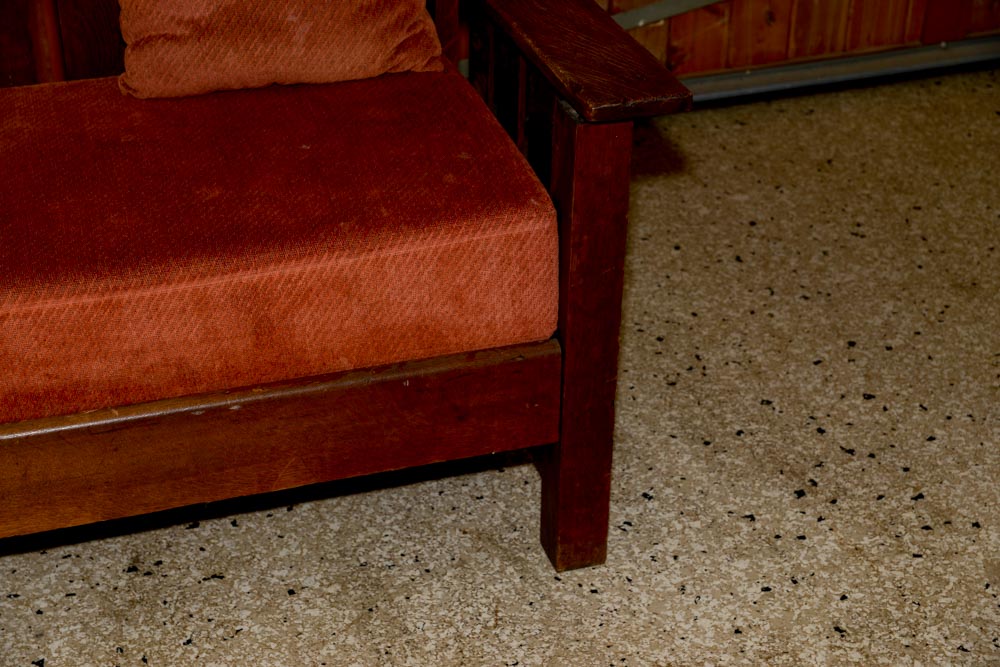 Vintage Arts & Crafts Style Oak Settee