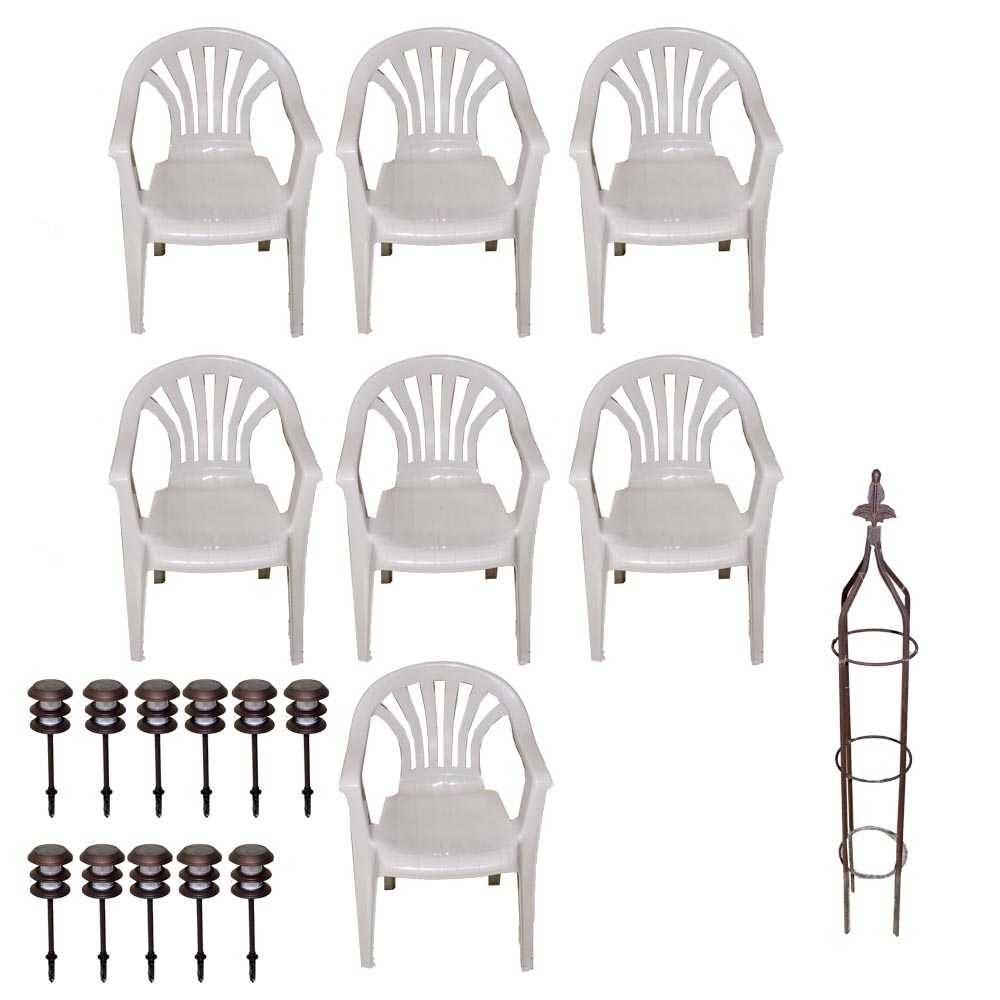 Patio Chairs With Trellis and Landscape Lights