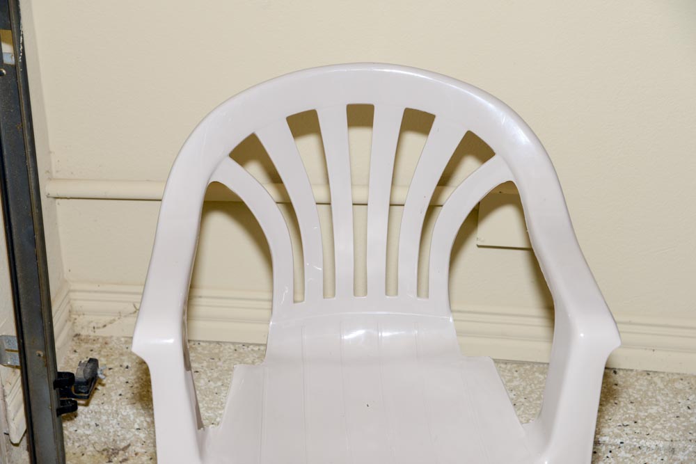 Patio Chairs With Trellis and Landscape Lights