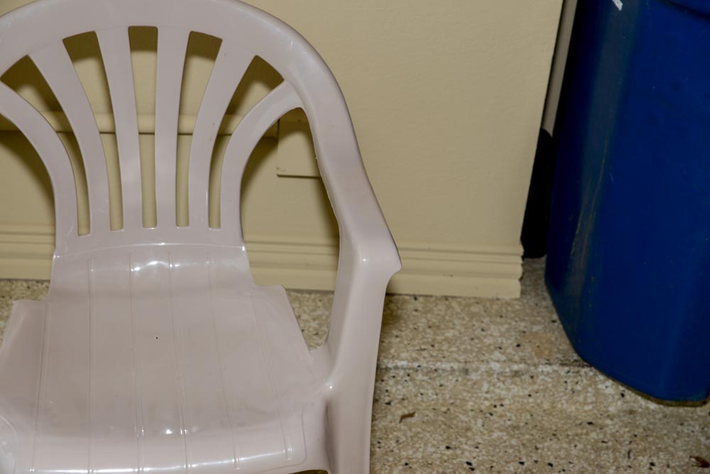 Patio Chairs With Trellis and Landscape Lights