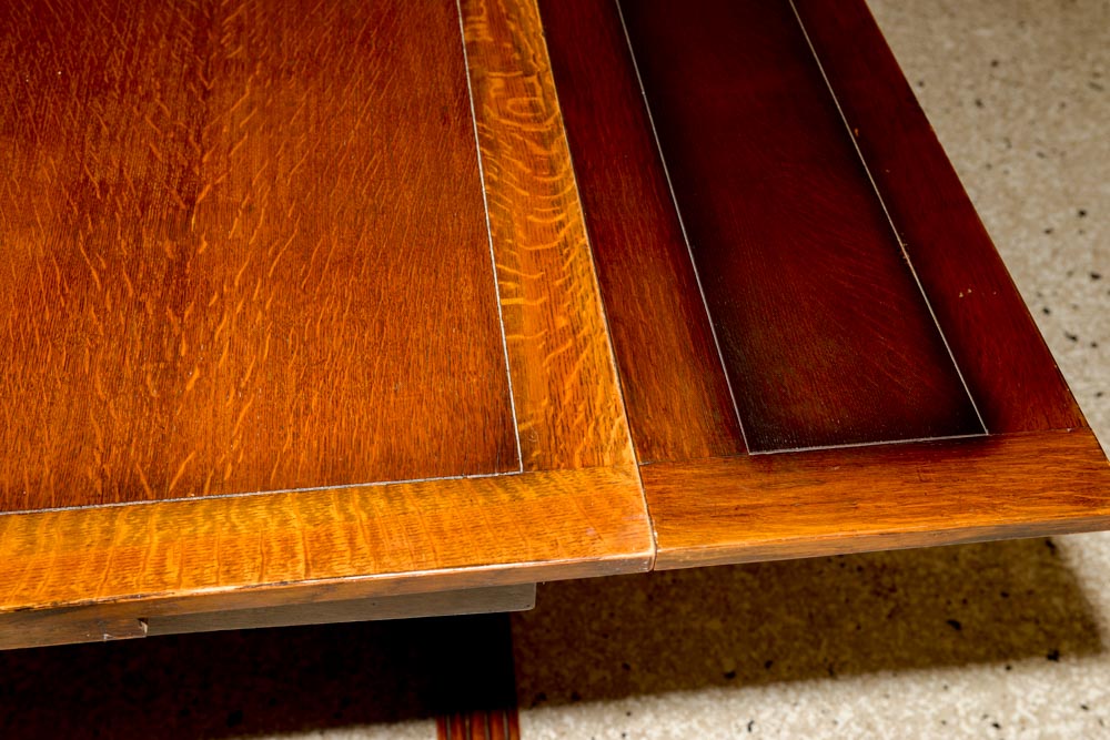 Vintage Jacobean Style Oak Dining Table With Draw Leaves