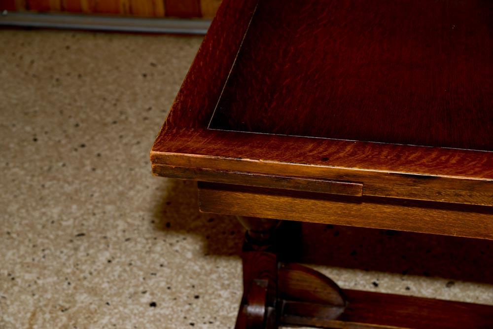 Vintage Jacobean Style Oak Dining Table With Draw Leaves